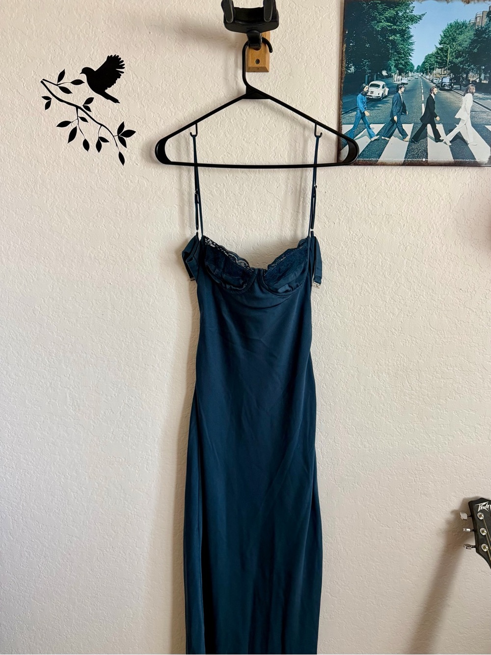 Cotton Candy Navy Blue Lace-Trim Maxi Slip Dress